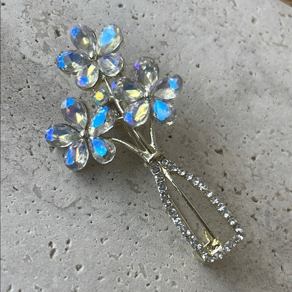 Anthropologie Jewelry - Anthropologie Silver Butterfly Brooch with Crystal Accents